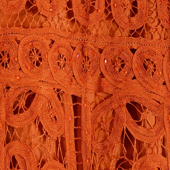 Orange Beaded Lace Shift Dress SZ XL R & M Richards  NWOT - Picture 1 of 16